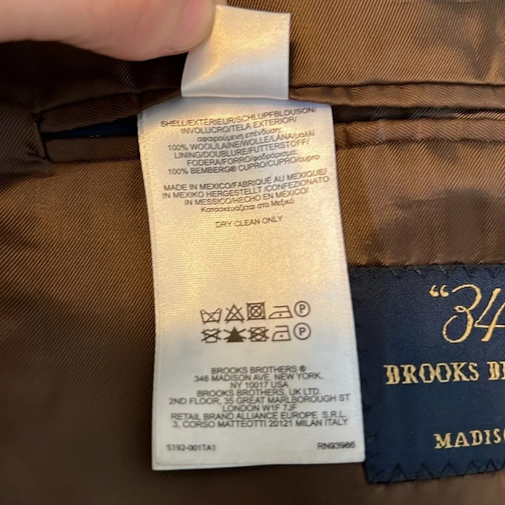 Brooks Brothers 346 Madison Fit Brown Plaid Size 46L
